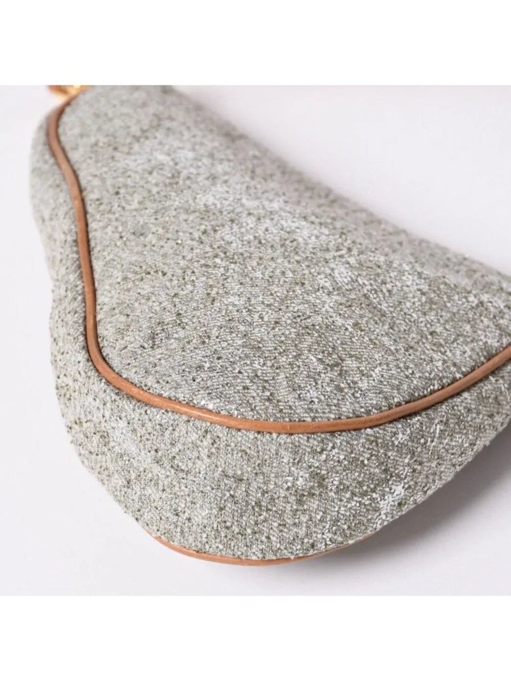 Dior Saddle Pouch Canvas Leather Silver Gold